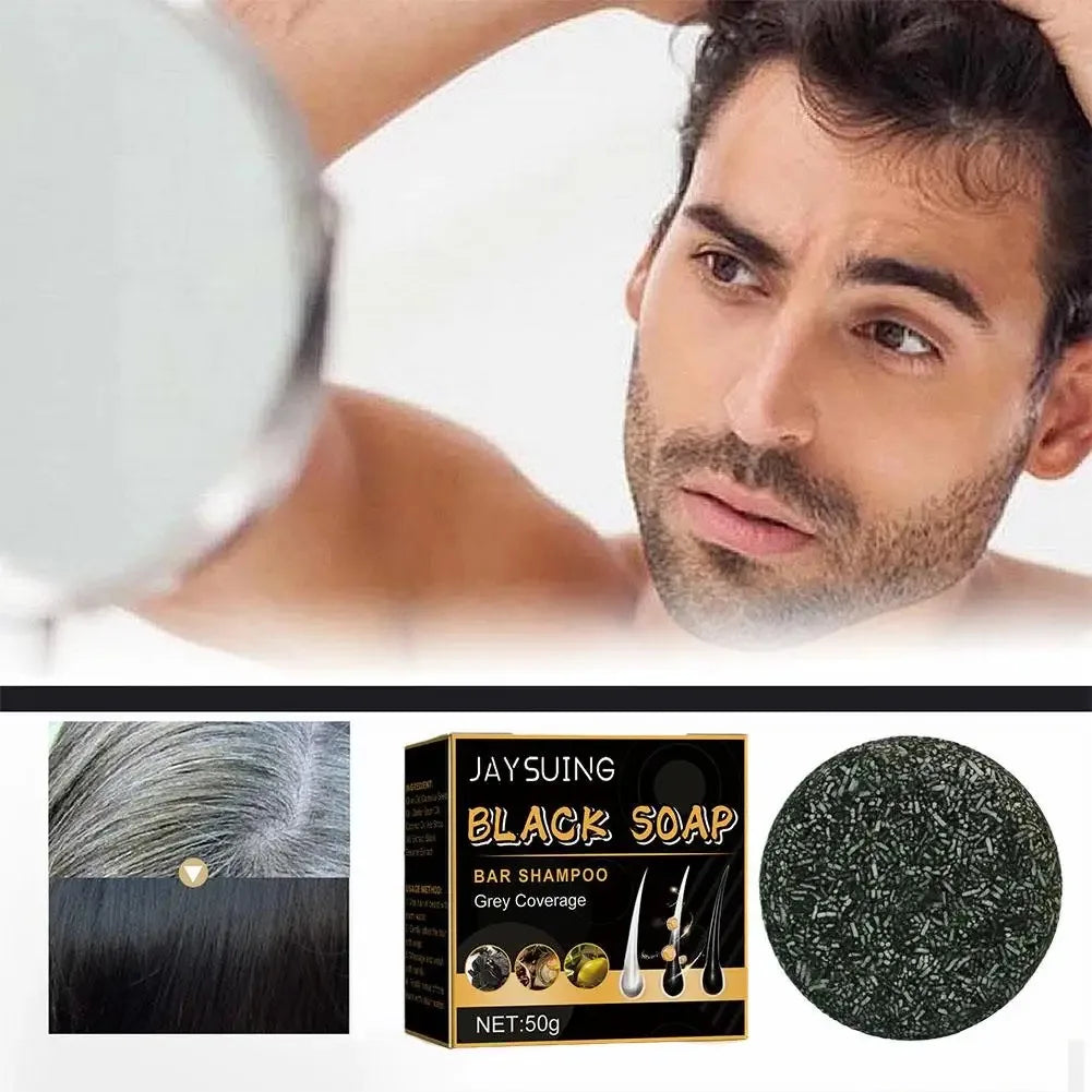 Polygonum Black Hair Shampoo Bar – Darkening & Repair Soap for Gray Hair (Unisex)