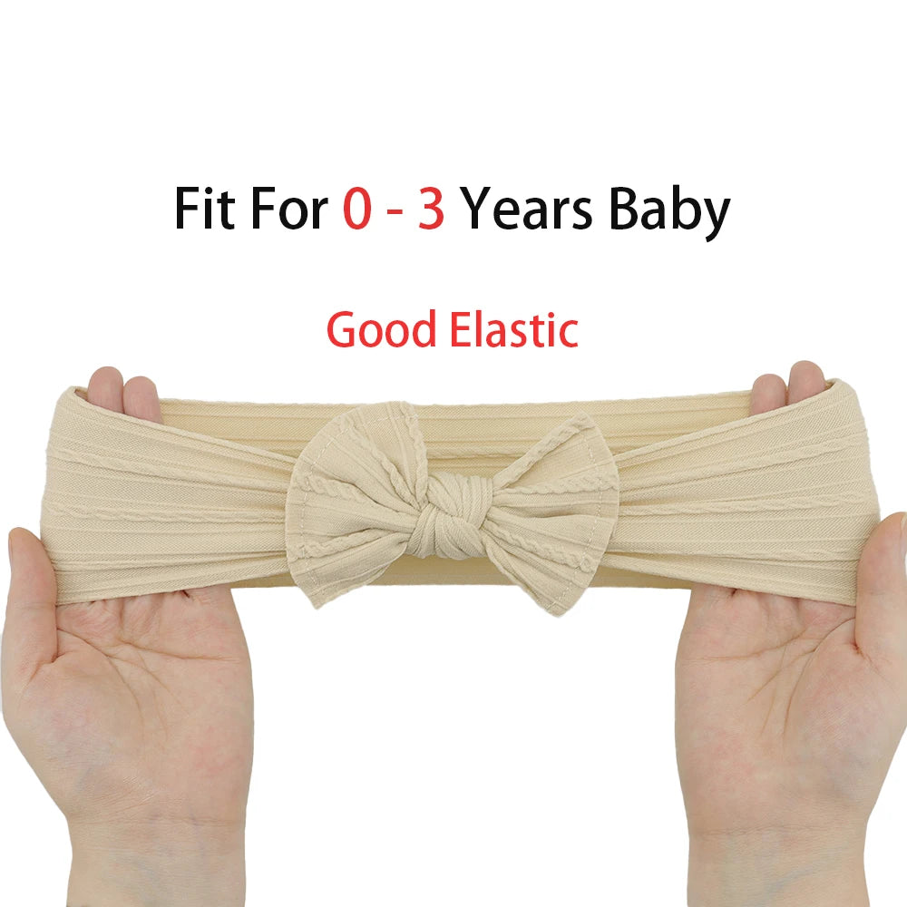 3Pcs Baby Girl Headband Set – Elastic Bows & Turban Hair Accessories