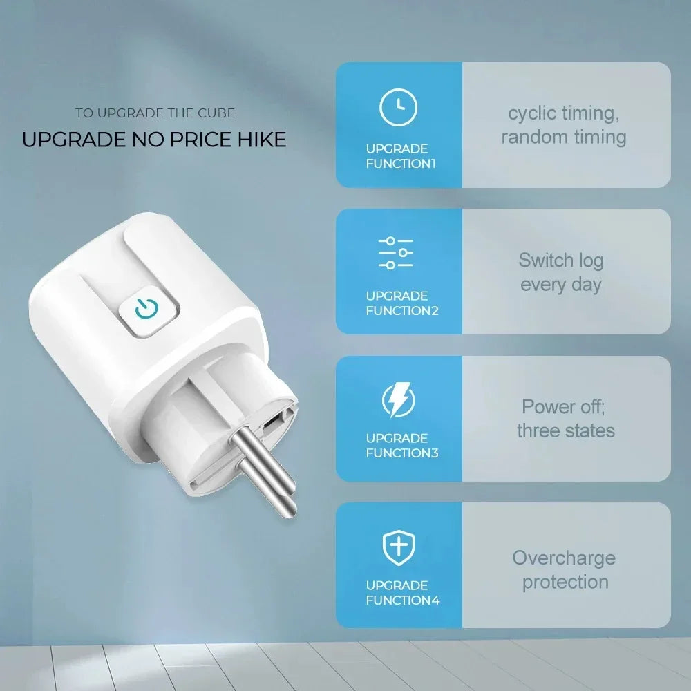 EU Tuya WiFi Smart Plug – 16A/20A Socket with Power Monitor & Voice Control