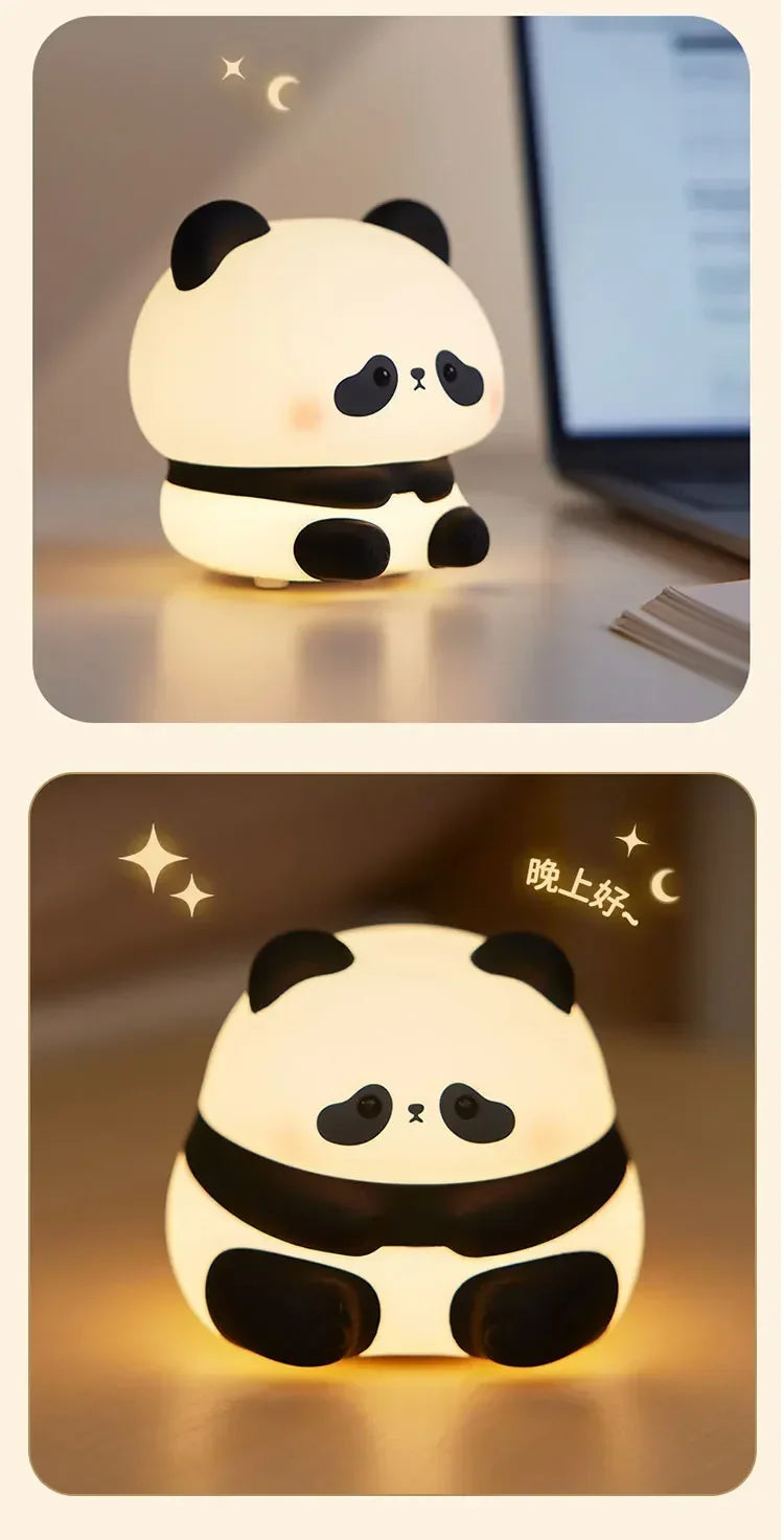 Cute Cartoon Panda LED Night Light – USB Rechargeable Bedside Lamp