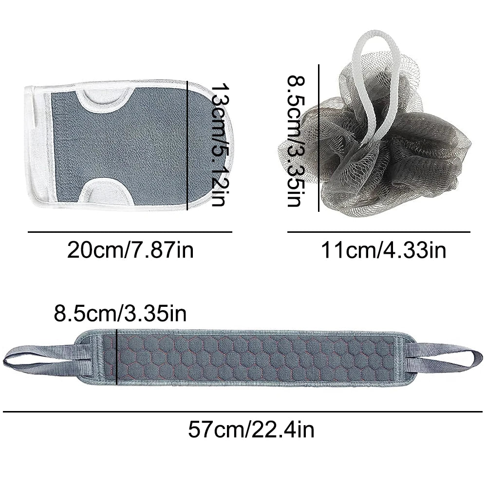 3-Piece Body Scrubber Set – Glove, Brush & Loofah
