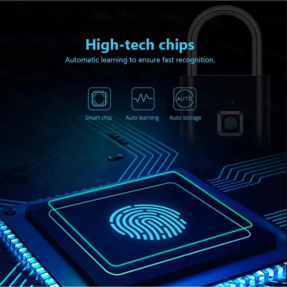 KERUI Smart Fingerprint Padlock – USB Rechargeable Waterproof Anti-Theft Lock