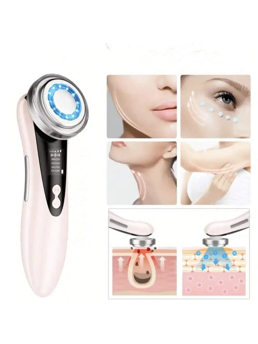 5-in-1 Facial Massager – LED Therapy, Eye Care & Skin Smoothing (USB Rechargeable)