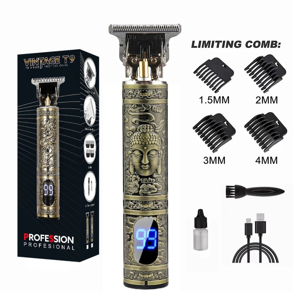 T9 LCD Electric Hair Trimmer – Precision Carving & Shaving Clipper for Men