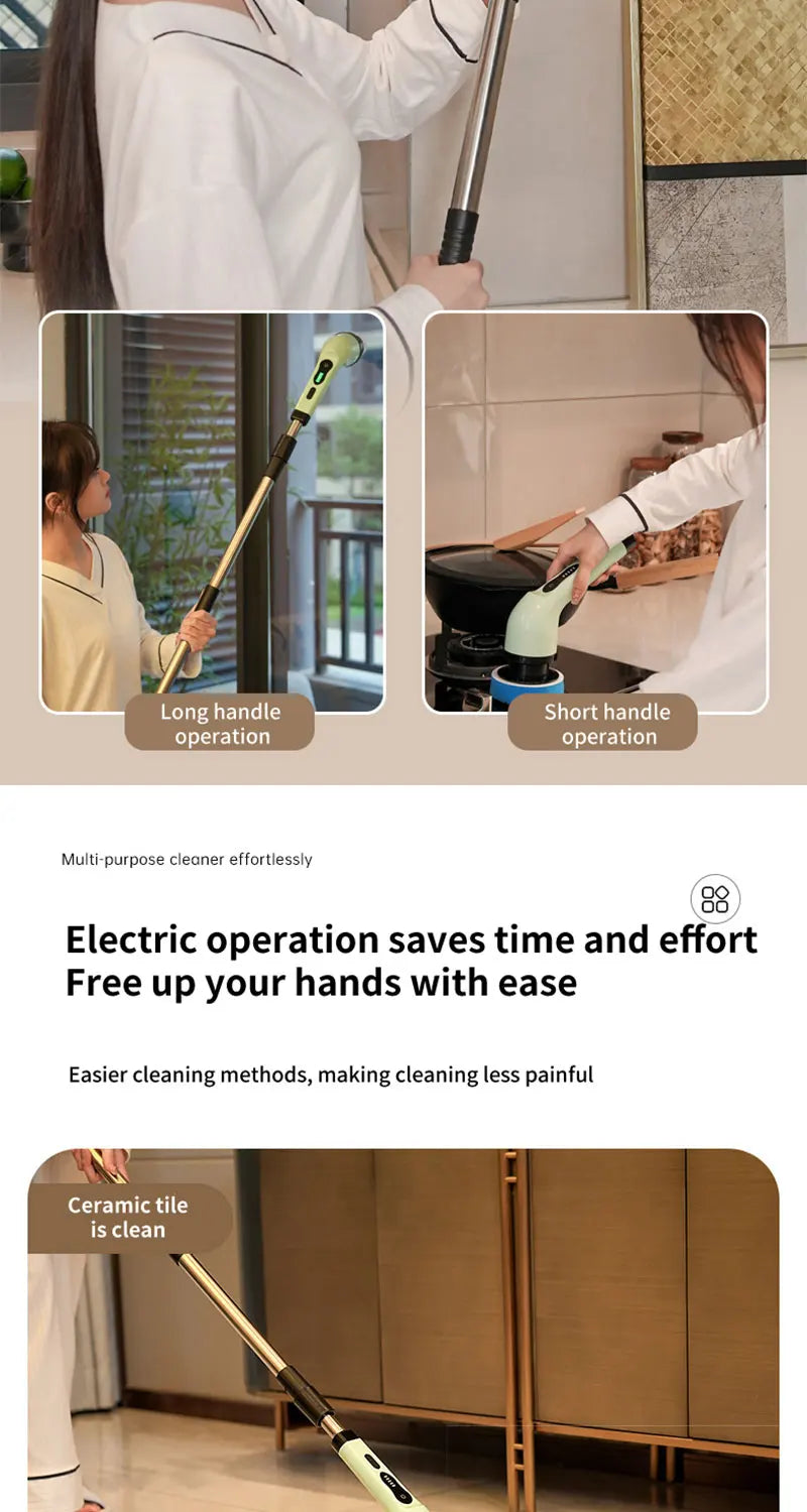 9-in-1 Electric Cleaning Brush – Spin Scrubber for Kitchen & Bathroom