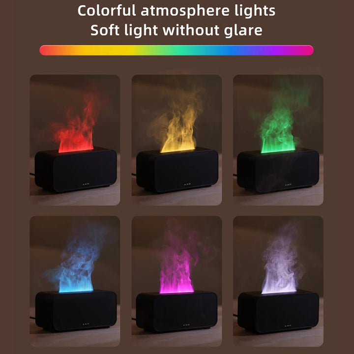 Flame Effect Aromatherapy Humidifier – Mini LED Diffuser with Timer