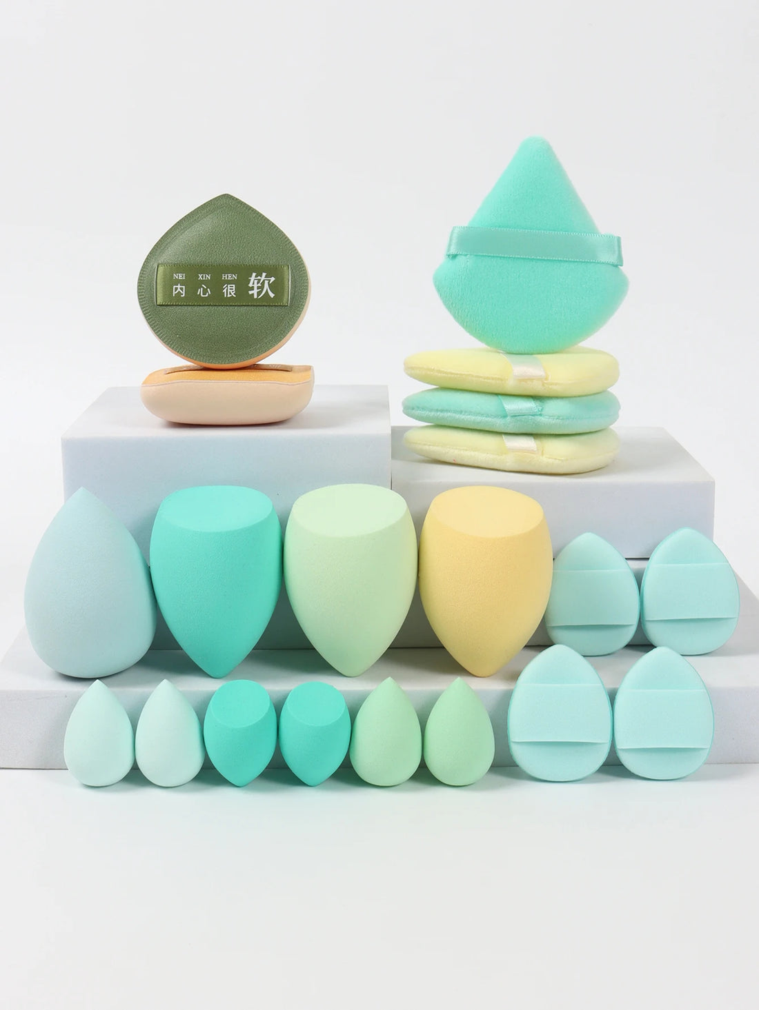 20-Piece Pink Makeup Sponge & Puff Set – For Cream, Powder & Concealer