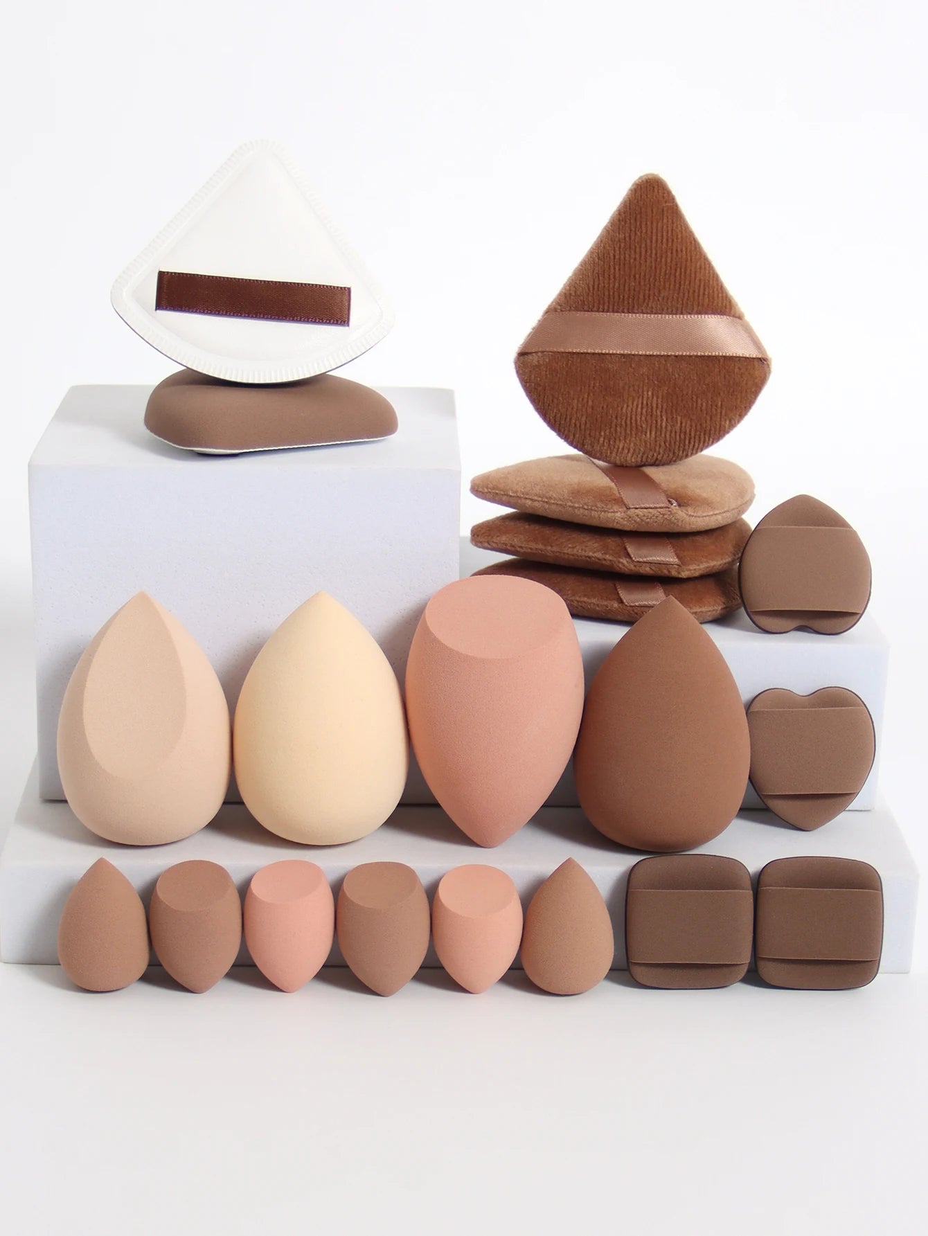 20-Piece Pink Makeup Sponge & Puff Set – For Cream, Powder & Concealer