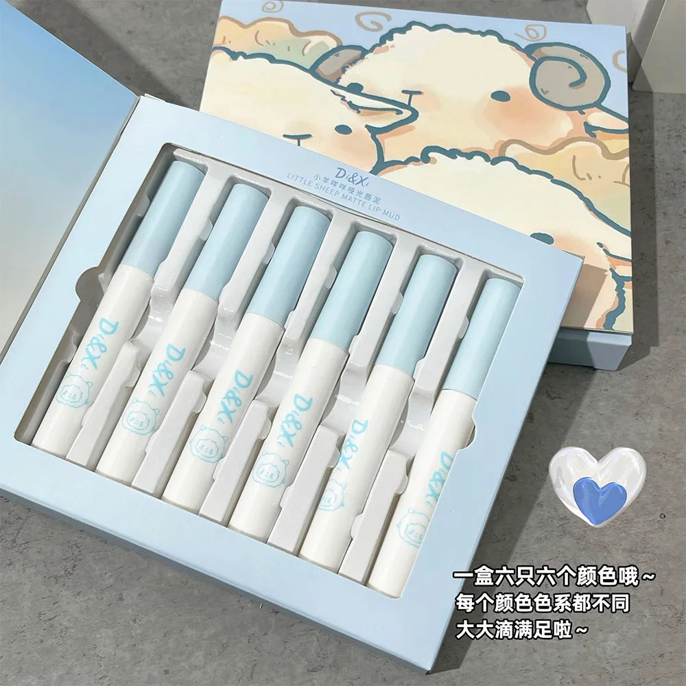 6PCS Kawaii Matte Lipstick Set - Waterproof, Long-lasting