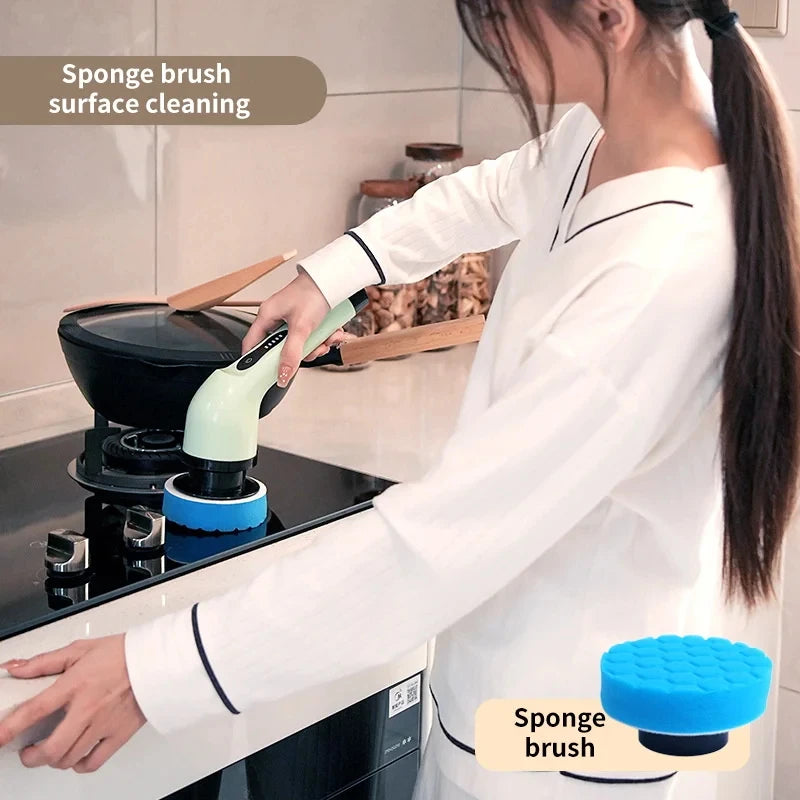 9-in-1 Electric Cleaning Brush – Spin Scrubber for Kitchen & Bathroom