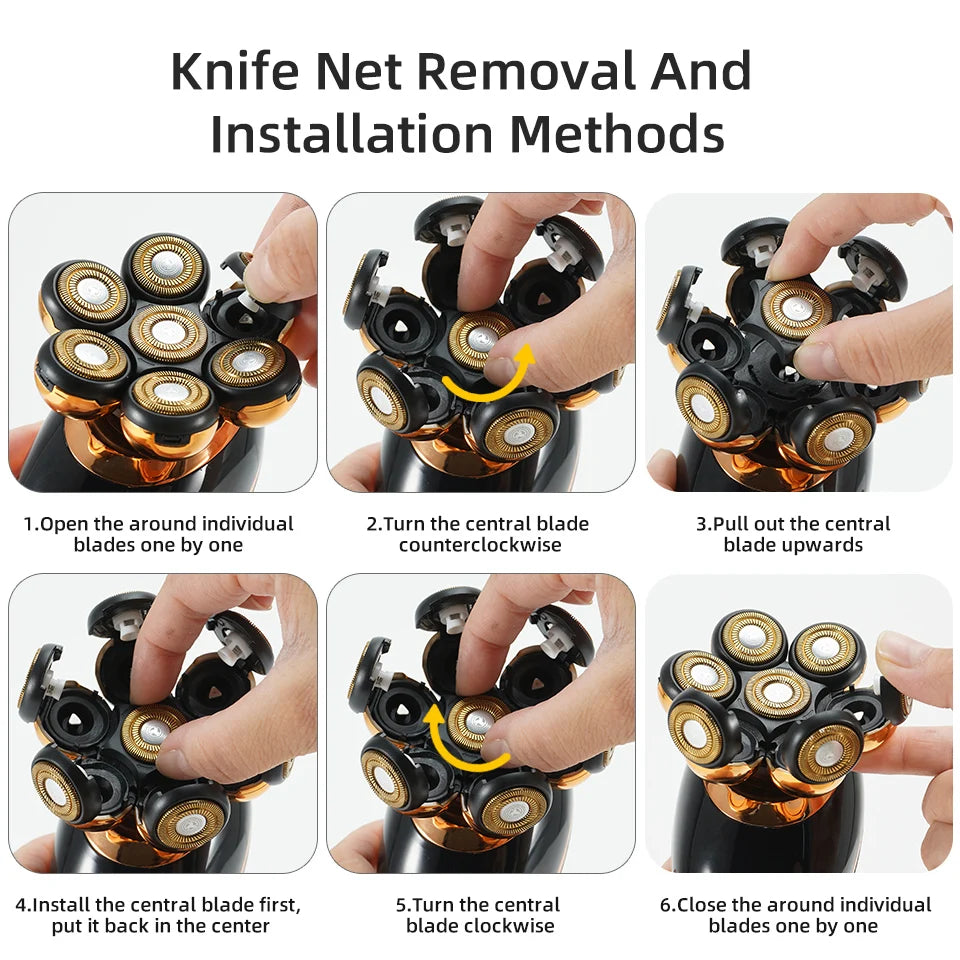 7D Electric Shaver for Men – Bald Head & Beard Trimmer