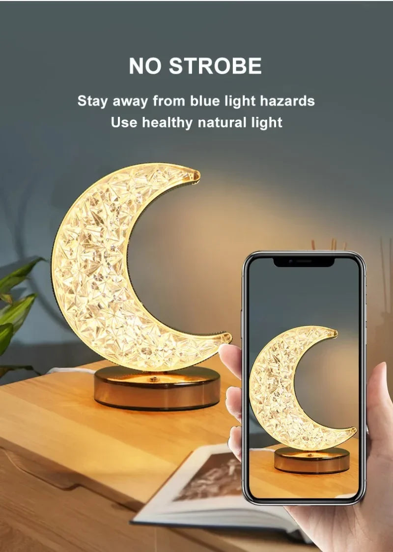 Crystal Touch Dimming Night Light – USB LED Bedside Lamp for Bedroom Décor