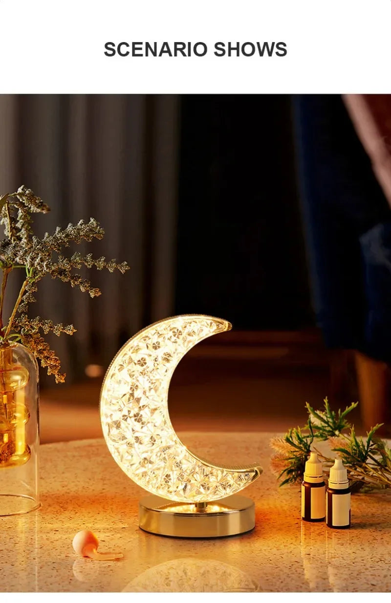Crystal Touch Dimming Night Light – USB LED Bedside Lamp for Bedroom Décor