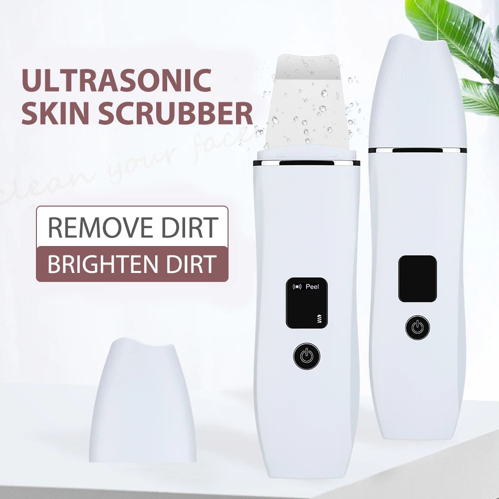 Ultrasonic Skin Scrubber Peeling Blackhead Remover Deep Face Cleaning Ultrasonic Ion Acne Pore Cleaner Facial Shovel  Scrubber