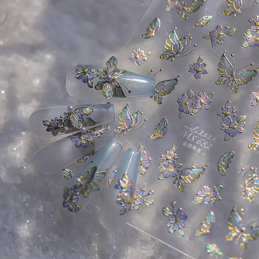 3D Jelly Flower Butterfly Nail Art Stickers T-4204