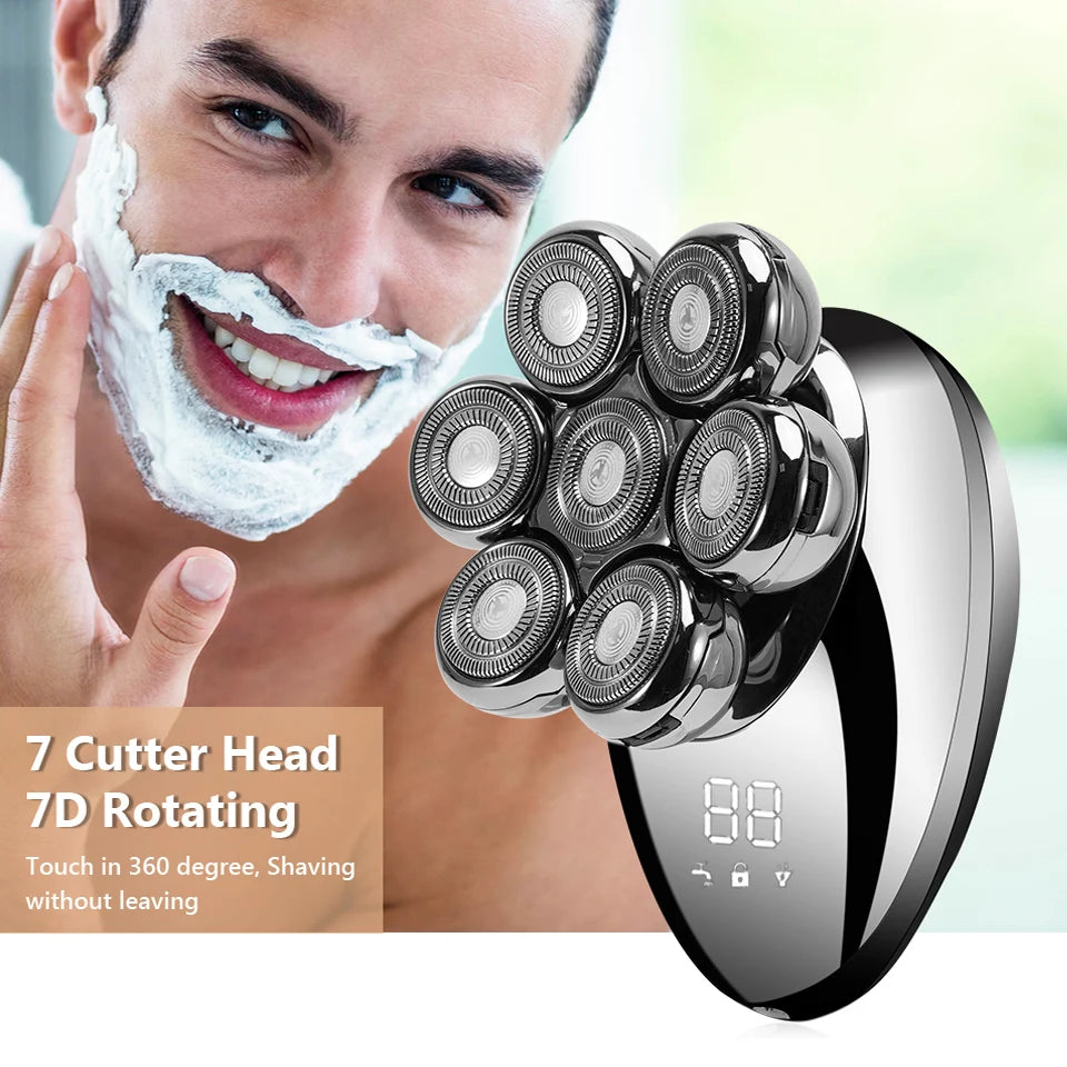 7D Electric Shaver for Men – Bald Head & Beard Trimmer