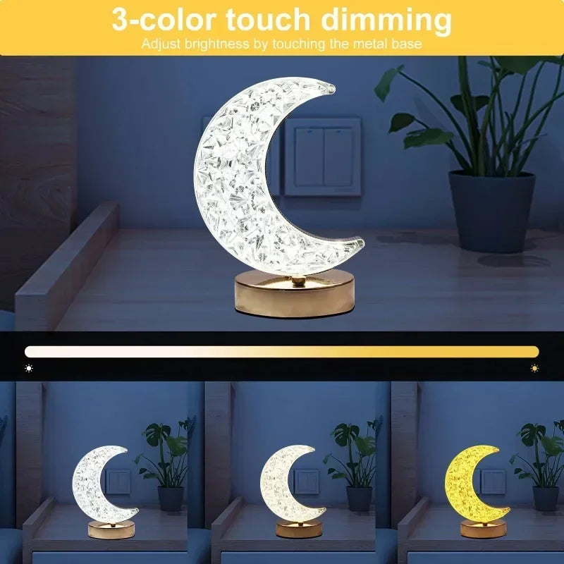 Crystal Touch Dimming Night Light – USB LED Bedside Lamp for Bedroom Décor