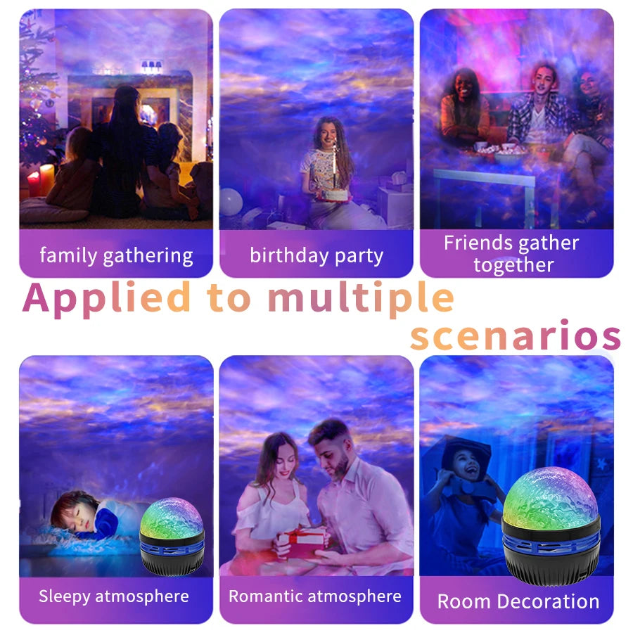 Northern Lights Starry Sky Projector – LED Night Light with Remote & USB