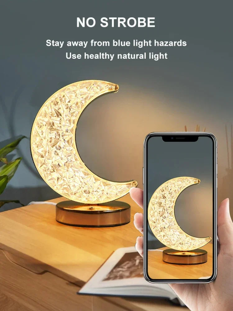 Crystal Touch Dimming Night Light – USB LED Bedside Lamp for Bedroom Décor