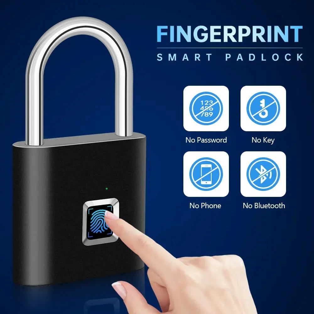 KERUI Smart Fingerprint Padlock – USB Rechargeable Waterproof Anti-Theft Lock