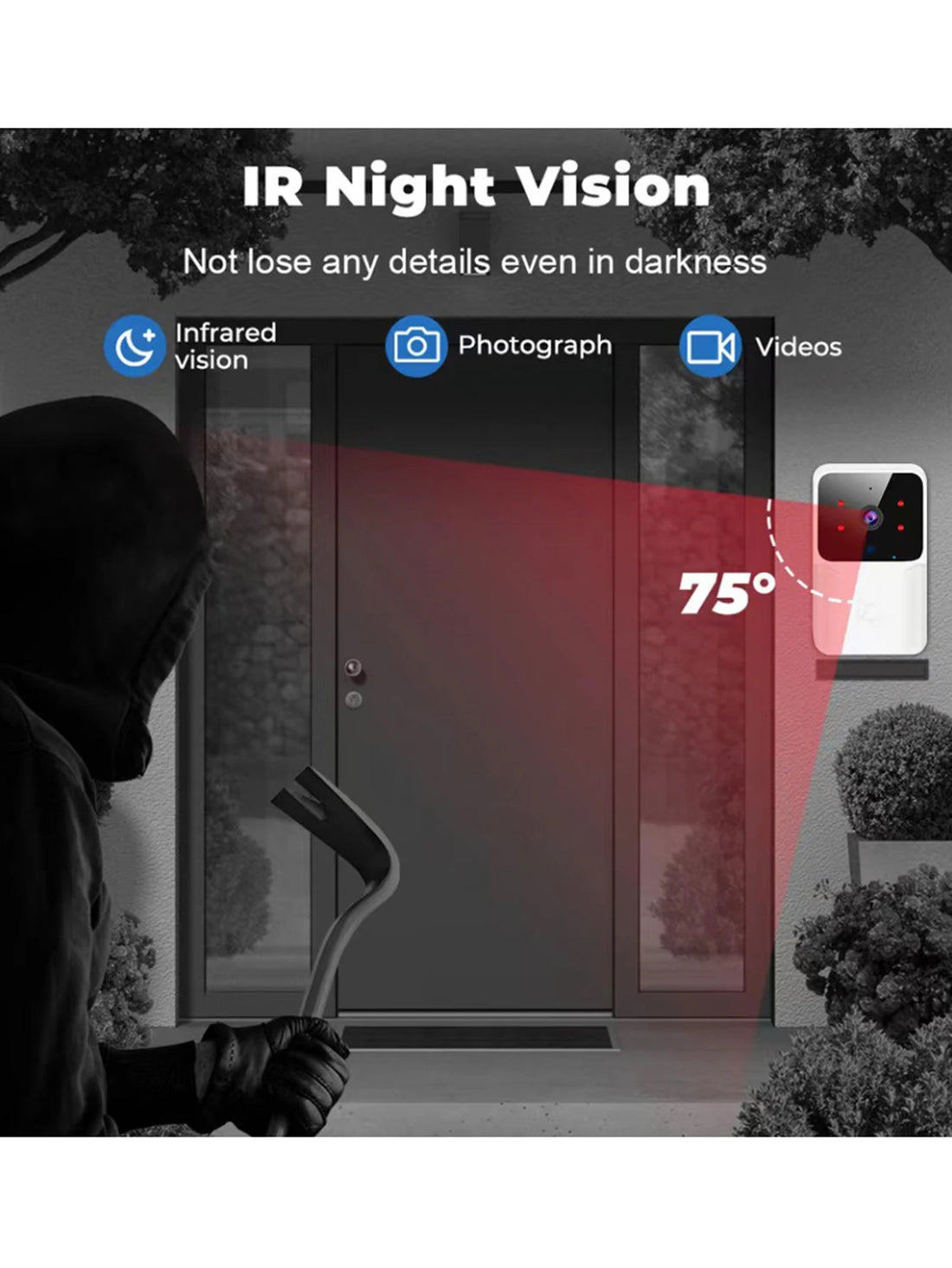 Smart WiFi Video Doorbell – Rechargeable HD Camera with Night Vision & Intercom