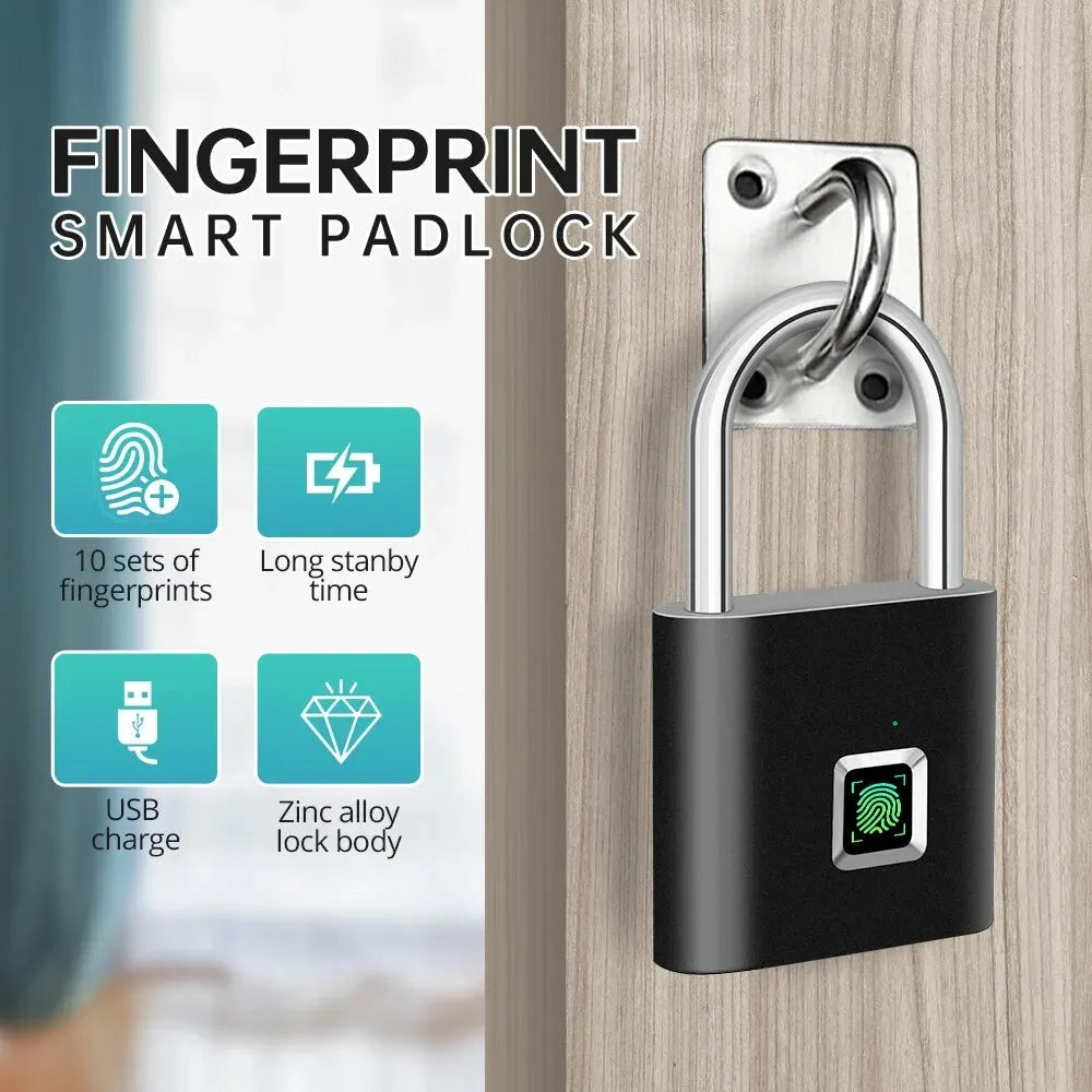 KERUI Smart Fingerprint Padlock – USB Rechargeable Waterproof Anti-Theft Lock