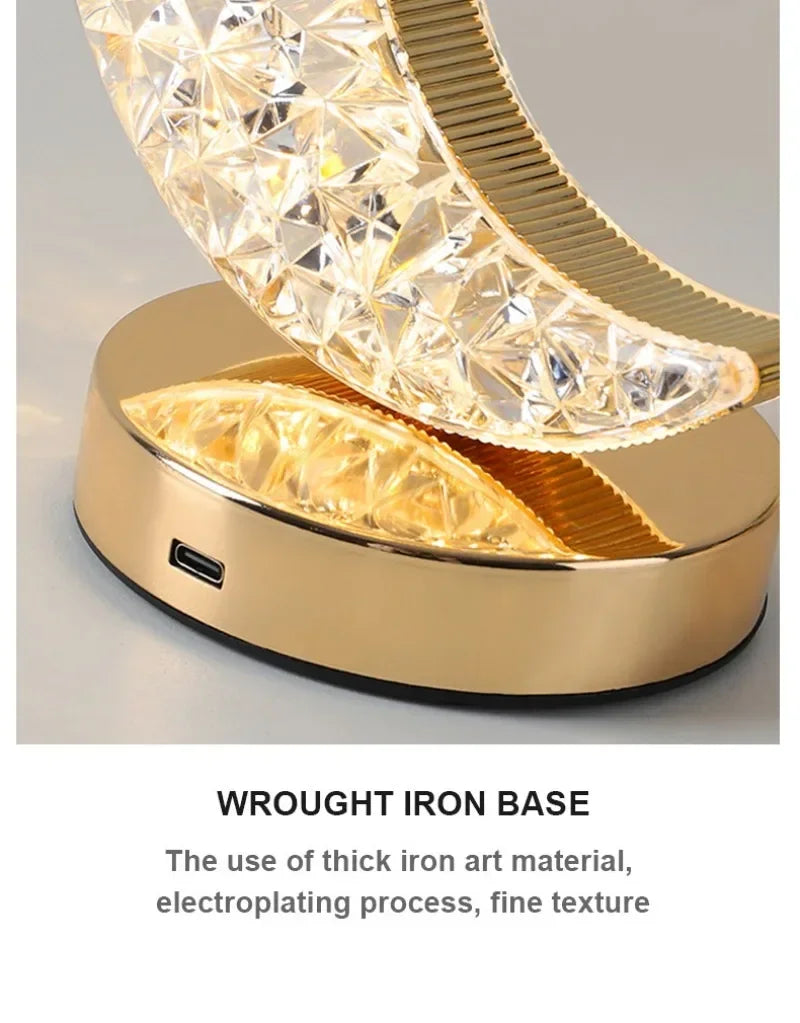Crystal Touch Dimming Night Light – USB LED Bedside Lamp for Bedroom Décor