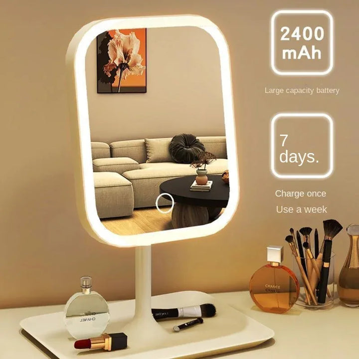 Modern LED Vanity Mirror – Desktop Makeup Mirror with 3 Light Modes & Touch Control