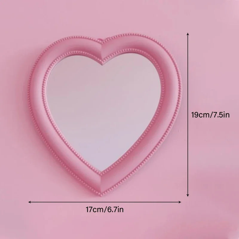 Heart-Shaped Makeup Mirror – Tabletop & Wall-Mount Dressing Mirror