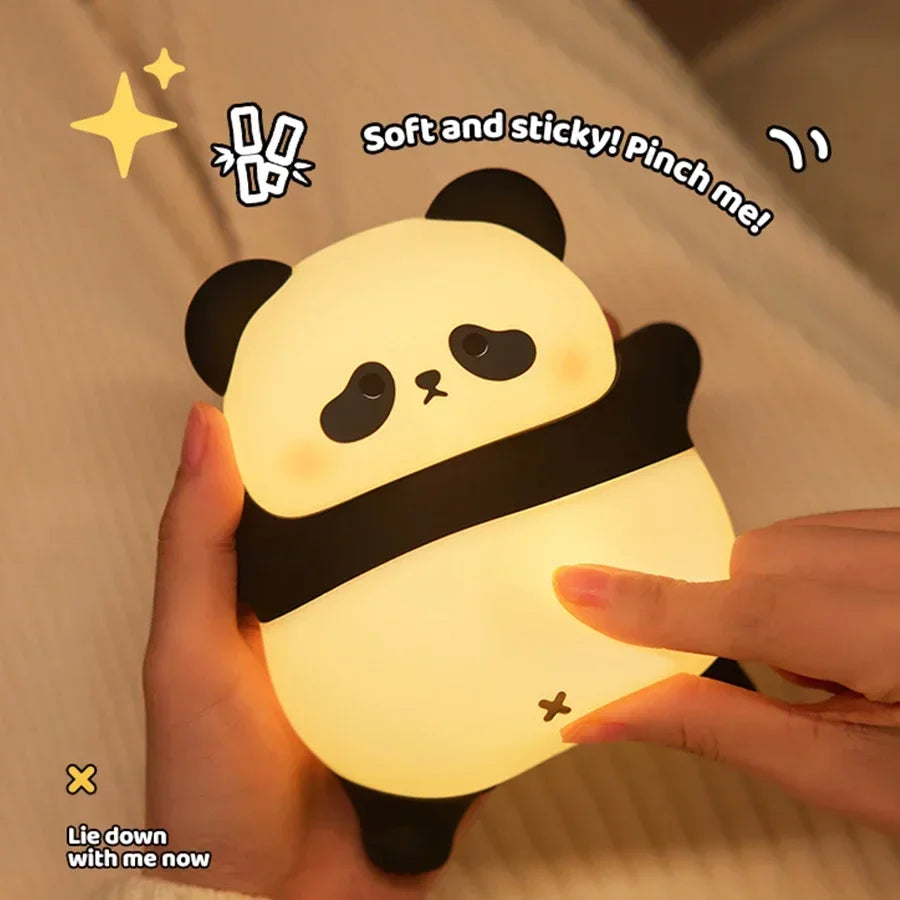 Cute Cartoon Panda LED Night Light – USB Rechargeable Bedside Lamp