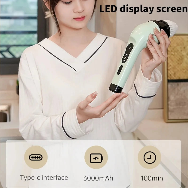 9-in-1 Electric Cleaning Brush – Spin Scrubber for Kitchen & Bathroom