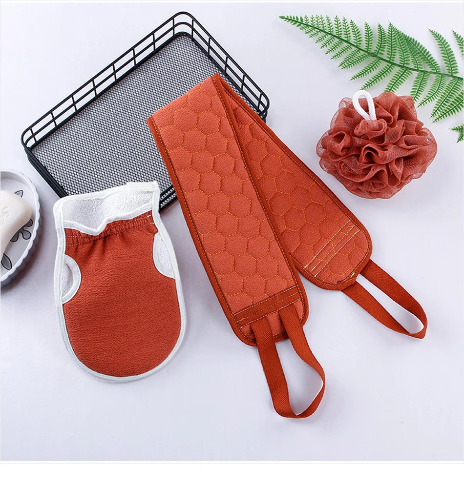 3-Piece Body Scrubber Set – Glove, Brush & Loofah