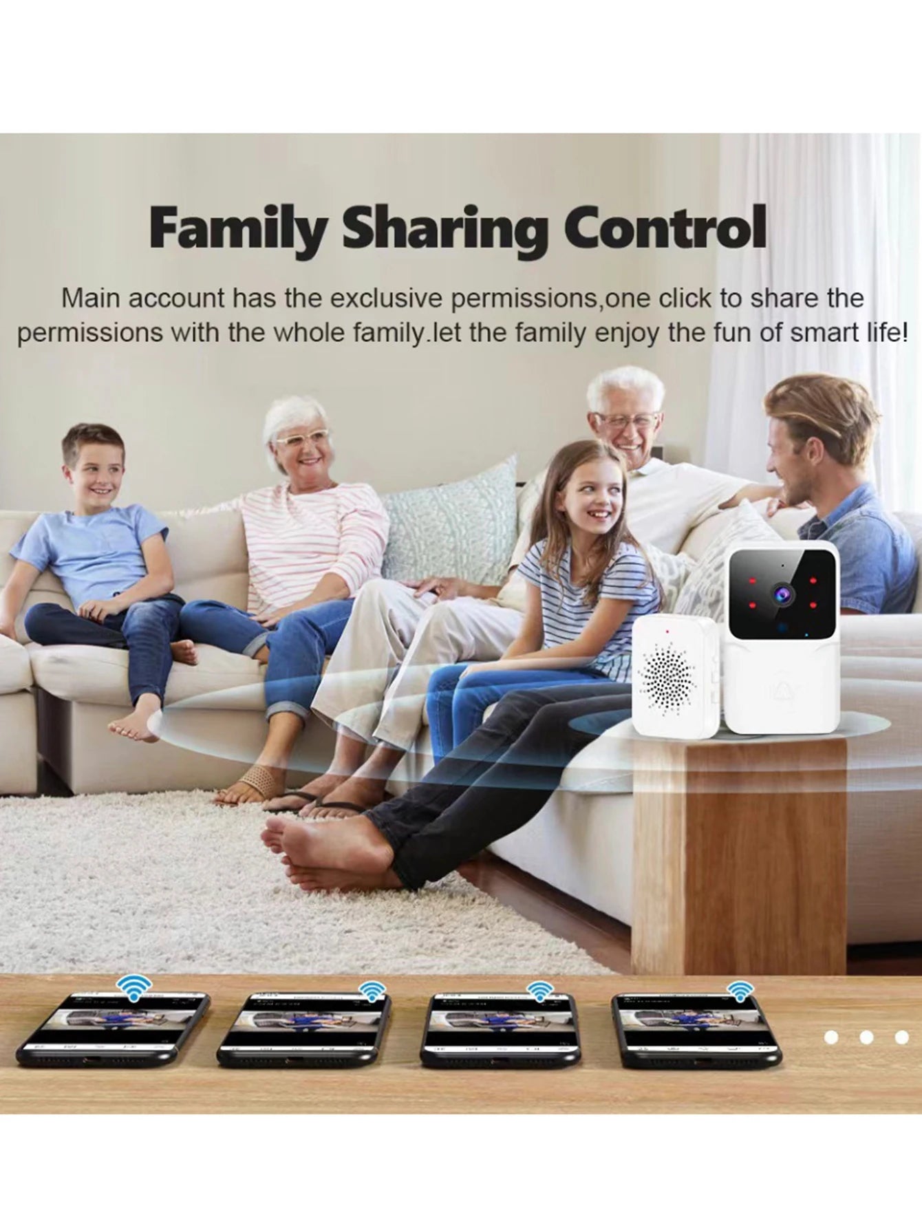 Smart WiFi Video Doorbell – Rechargeable HD Camera with Night Vision & Intercom