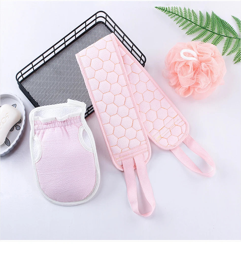 3-Piece Body Scrubber Set – Glove, Brush & Loofah