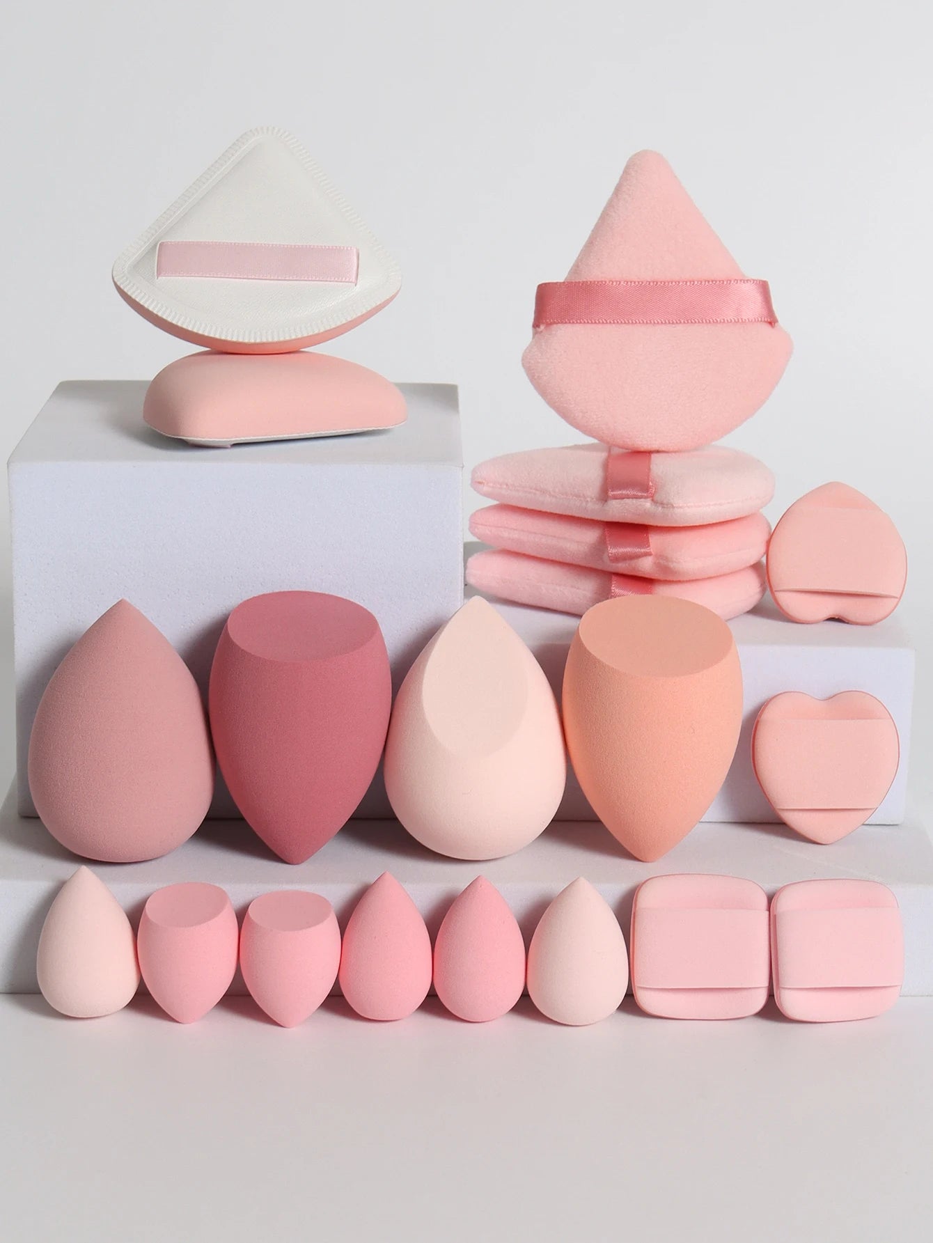 20-Piece Pink Makeup Sponge & Puff Set – For Cream, Powder & Concealer