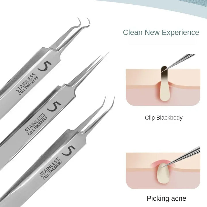 1/11Pcs Blackhead & Acne Remover Tool Set – Tweezers & Extractor Kit