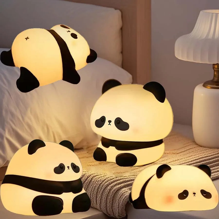 Cute Cartoon Panda LED Night Light – USB Rechargeable Bedside Lamp