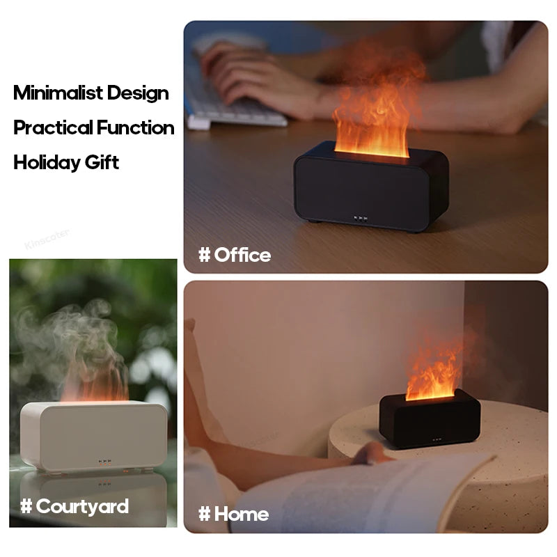 Flame Effect Aromatherapy Humidifier – Mini LED Diffuser with Timer