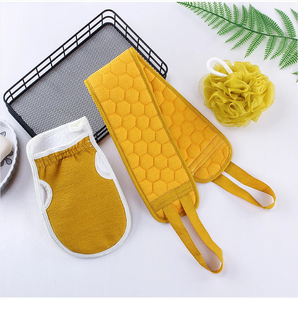 3-Piece Body Scrubber Set – Glove, Brush & Loofah