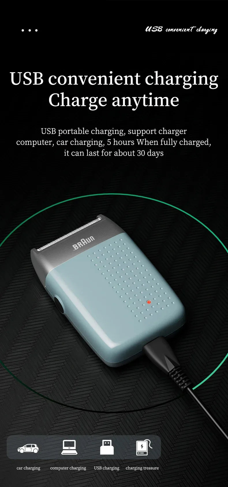 BRAUN M1900 Portable Electric Shaver for Men