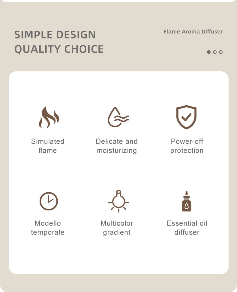 Flame Effect Aromatherapy Humidifier – Mini LED Diffuser with Timer