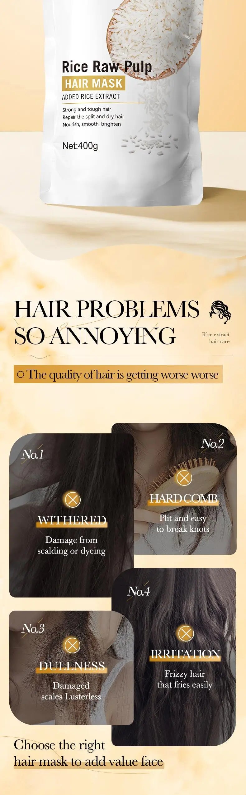 Rice Keratin Hair Mask – 5 Sec Repair