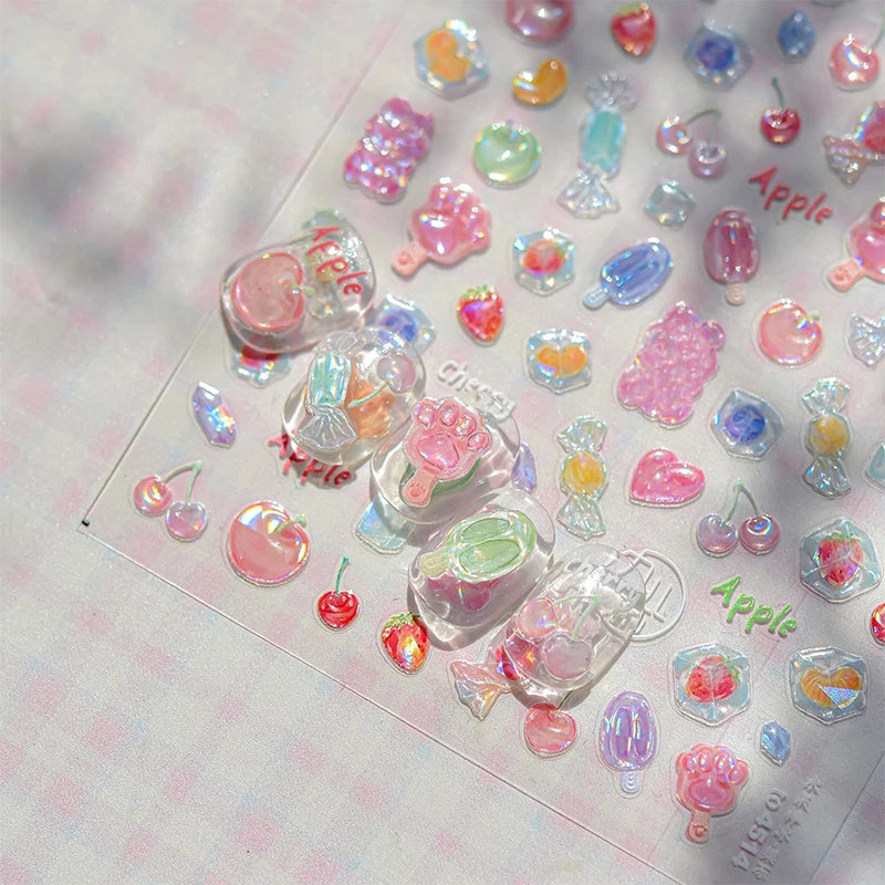 3D Jelly Flower Butterfly Nail Art Stickers T-4204