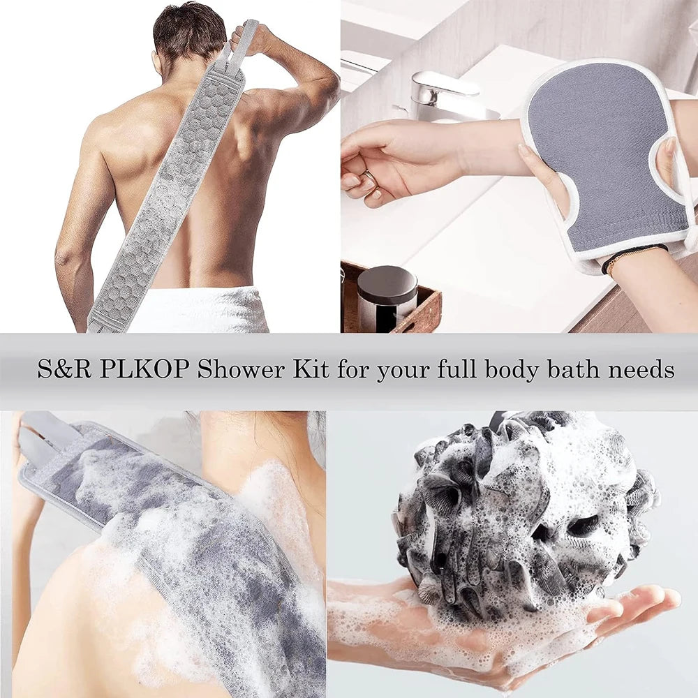 3-Piece Body Scrubber Set – Glove, Brush & Loofah