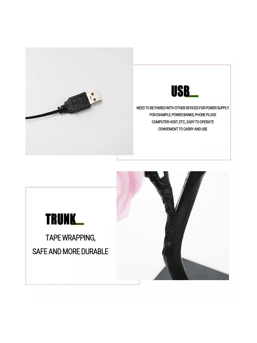 24-LED Rose Tree Lamp – USB Fairy Light Night Lamp for Home & Events