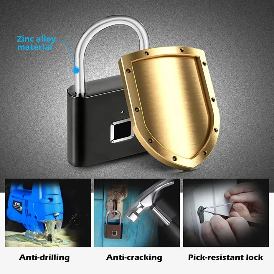 KERUI Smart Fingerprint Padlock – USB Rechargeable Waterproof Anti-Theft Lock