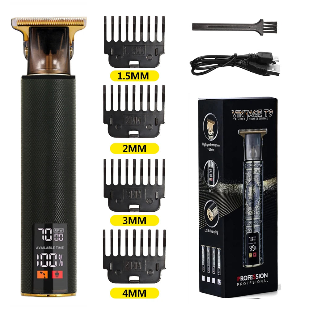 T9 LCD Electric Hair Trimmer – Precision Carving & Shaving Clipper for Men