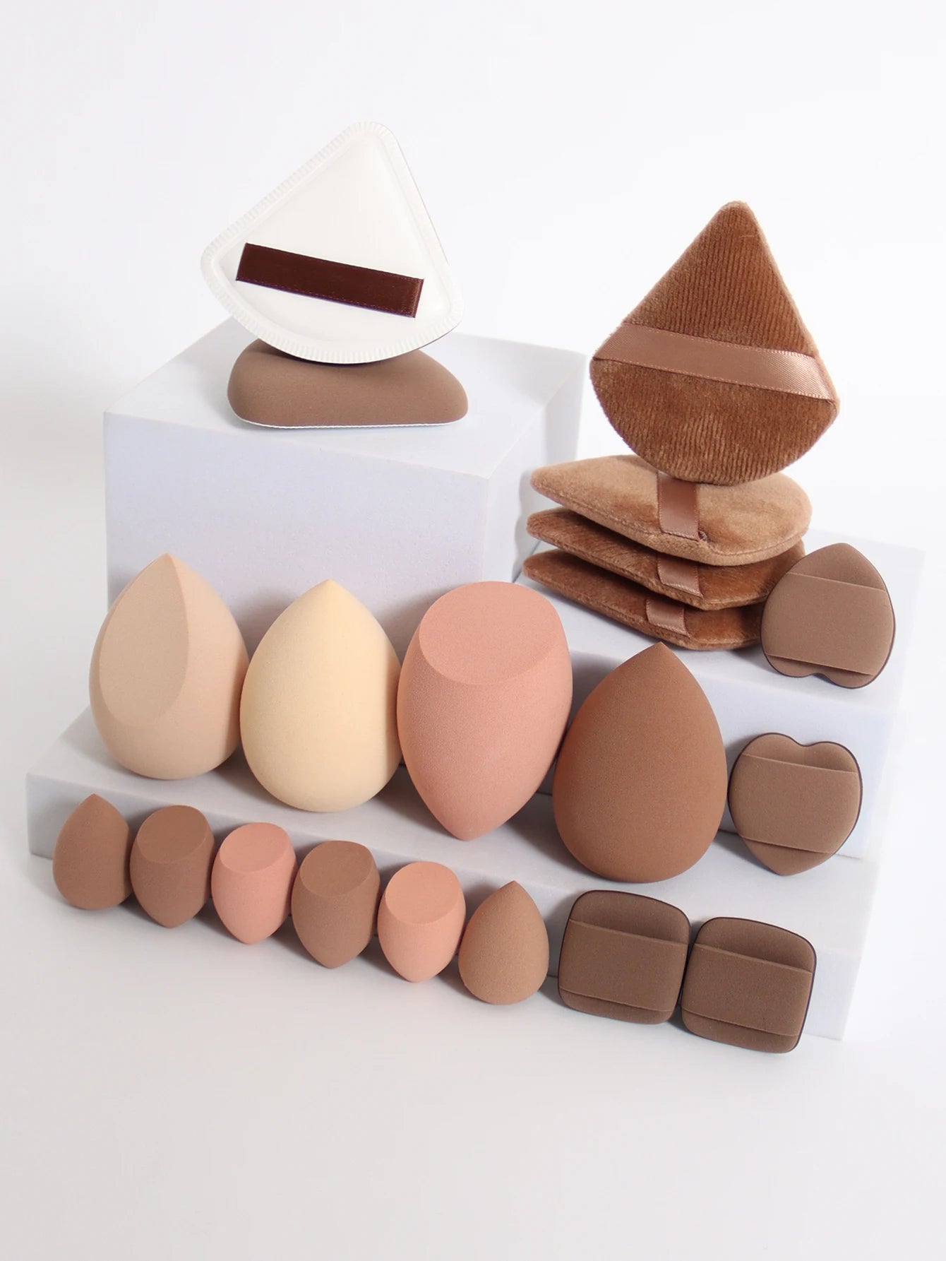 20-Piece Pink Makeup Sponge & Puff Set – For Cream, Powder & Concealer