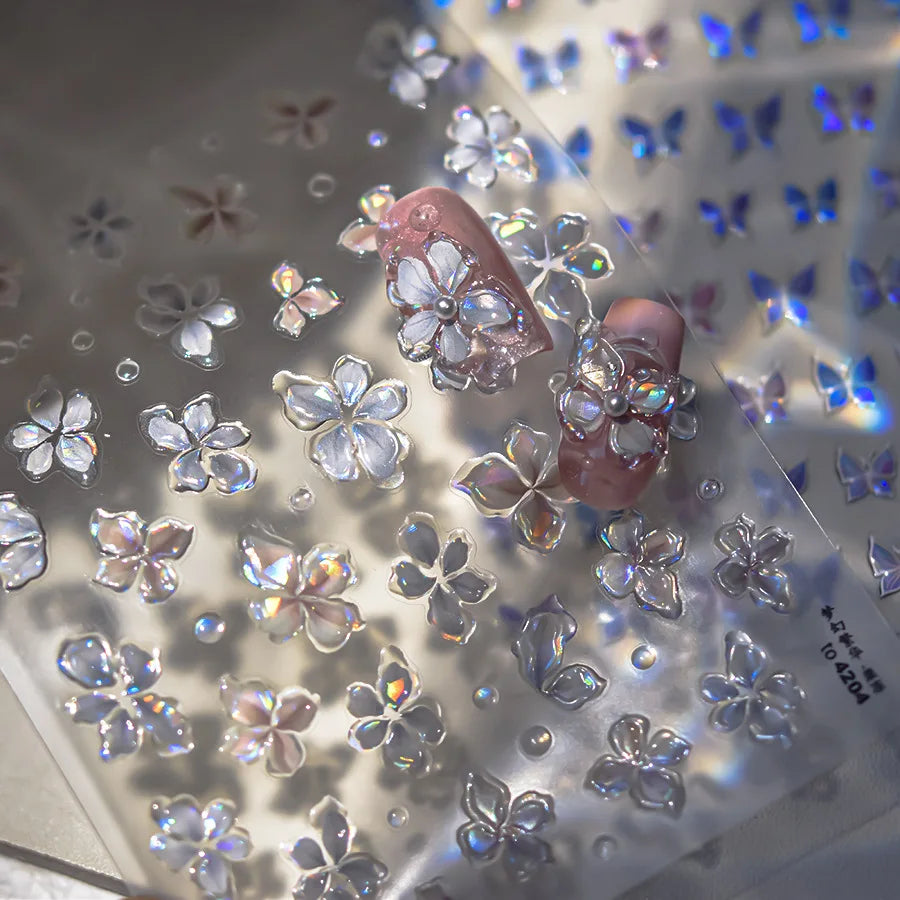 3D Jelly Flower Butterfly Nail Art Stickers T-4204