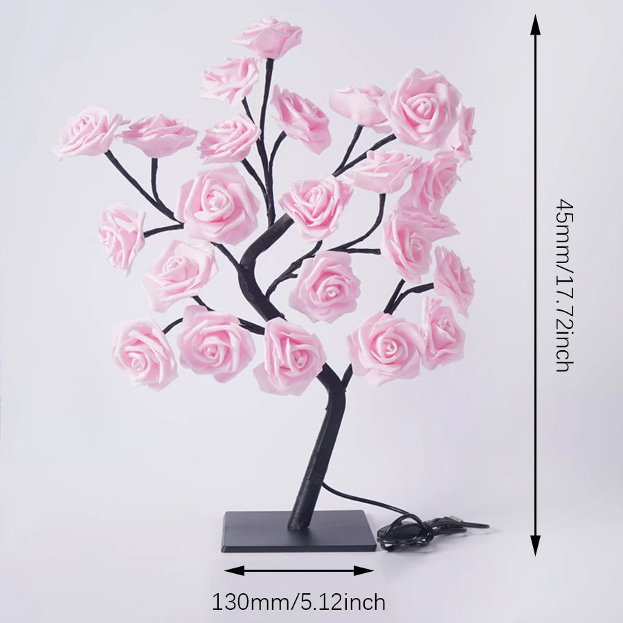 24-LED Rose Tree Lamp – USB Fairy Light Night Lamp for Home & Events